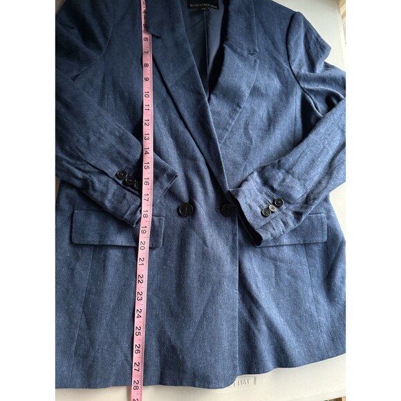 Banana Republic Linen Double Breasted Two Buttons Blazer Women Size 6 P Blue - Picture 8 of 11